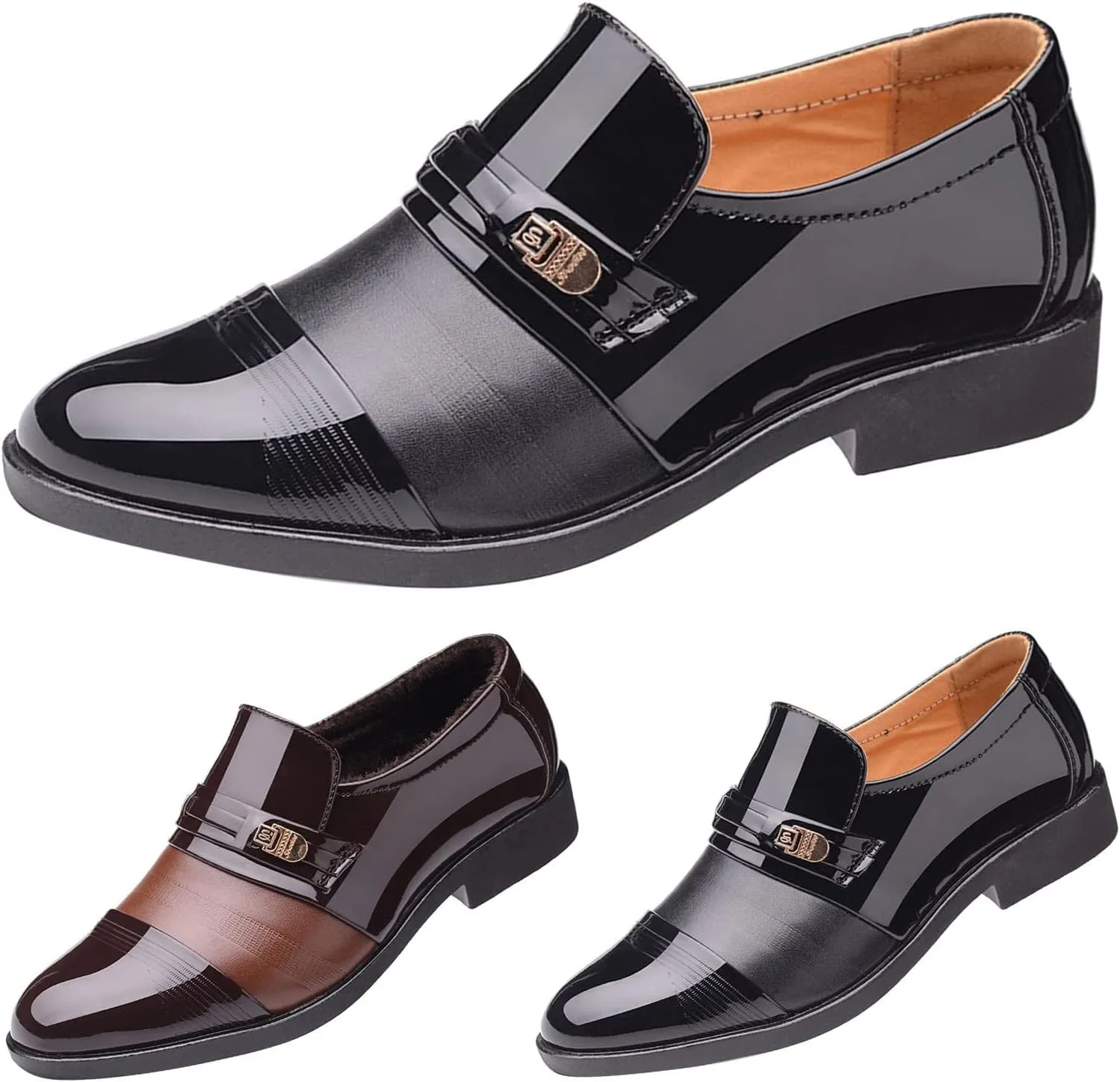 Black Oxfords Shoes for Men Fashion Summer and Autumn Men Leather Shoes Pointed Toe Low Heeled Wingtip Oxfords Shoes