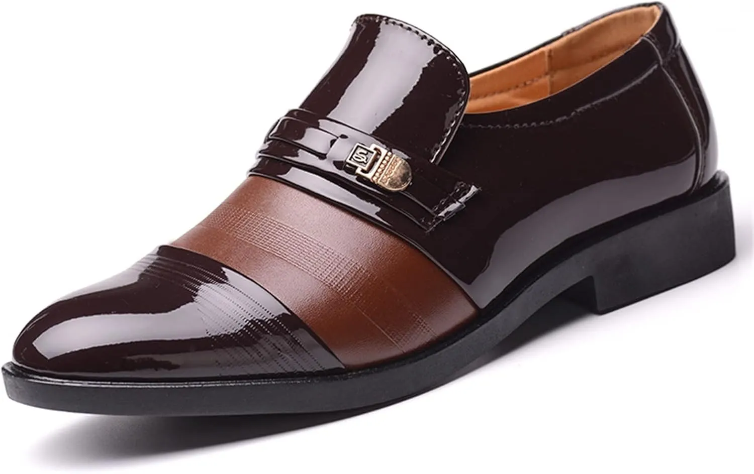Black Oxfords Shoes for Men Fashion Summer and Autumn Men Leather Shoes Pointed Toe Low Heeled Wingtip Oxfords Shoes