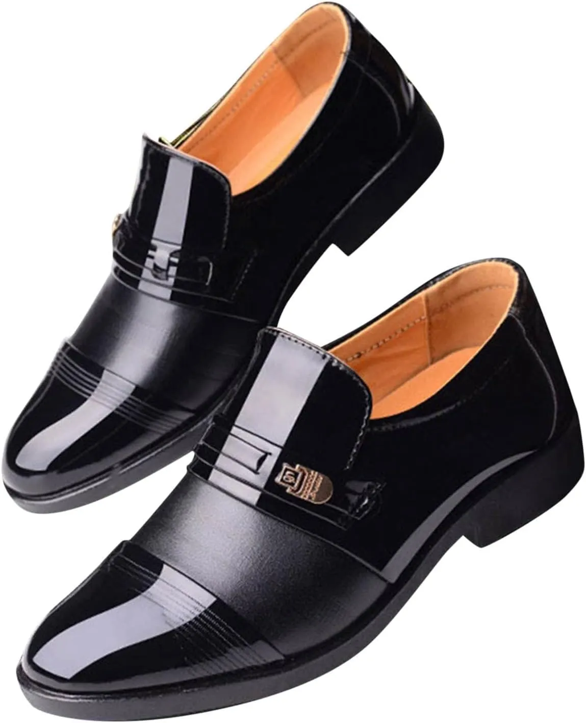Black Oxfords Shoes for Men Fashion Summer and Autumn Men Leather Shoes Pointed Toe Low Heeled Wingtip Oxfords Shoes