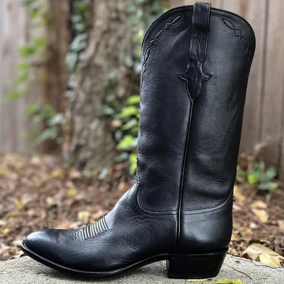 Black Round Toe Texan