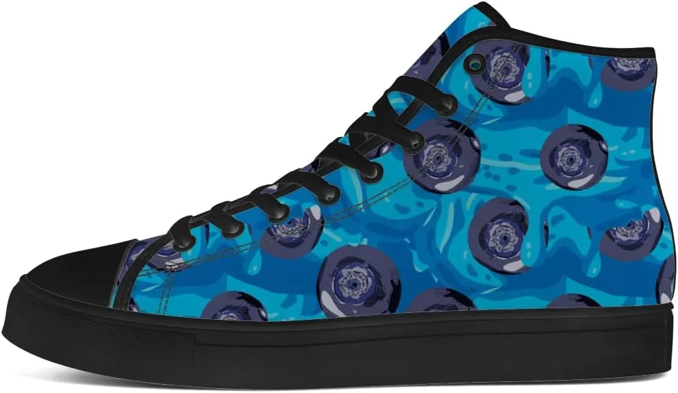 Blueberry High Top Canvas Shoes Fruit High Top Sneakers Lace Up Casual Shoes Gifts for Men Women