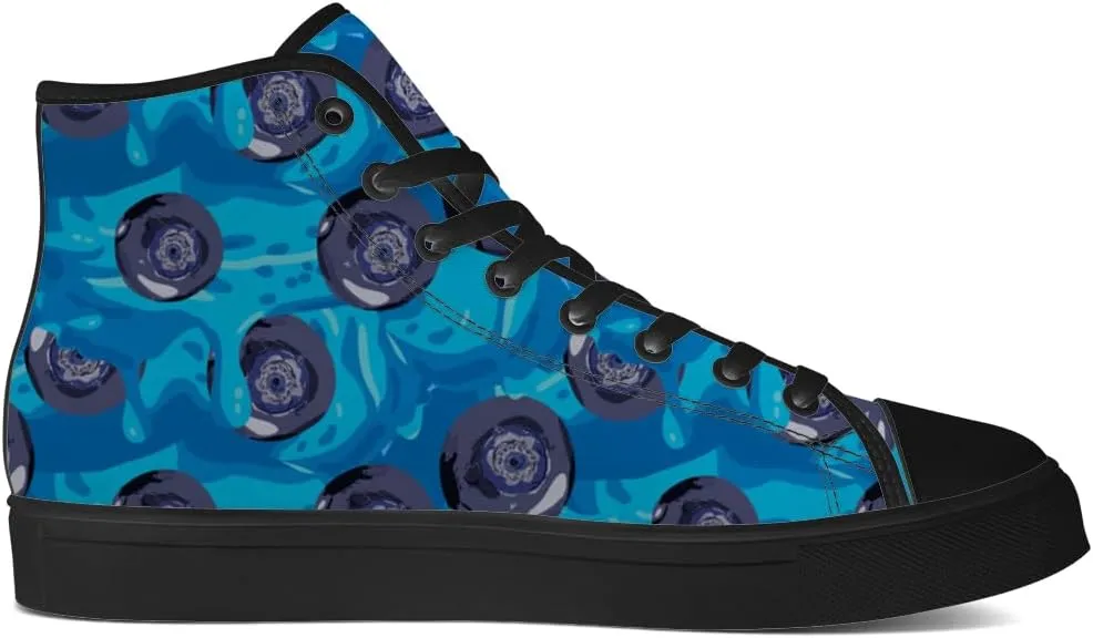 Blueberry High Top Canvas Shoes Fruit High Top Sneakers Lace Up Casual Shoes Gifts for Men Women