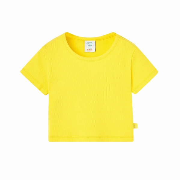Boboli Maglietta in jersey a costine da bambina 498034 1199 gialla Smart Casual Look