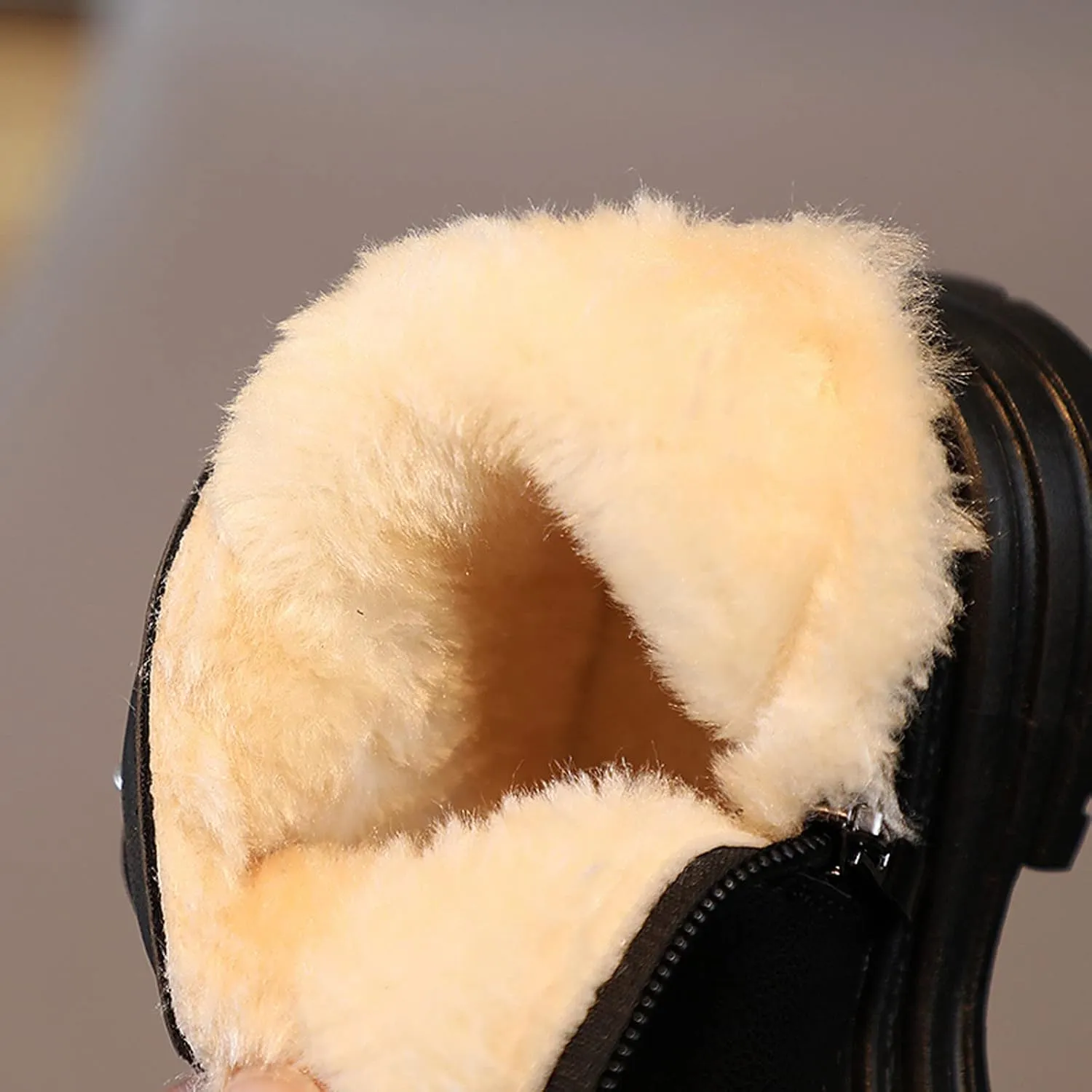 Boys Girls Boots Winter Boot Waterproof Warm Faux Fur Lined Shoes Non-Slip Walking Shoes Outdoor Faux Fur Booties