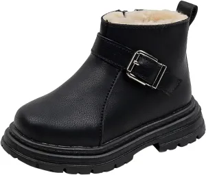 Boys Girls Boots Winter Boot Waterproof Warm Faux Fur Lined Shoes Non-Slip Walking Shoes Outdoor Faux Fur Booties