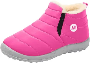 Boys Girls Kids Snow Boots Warm  Lined Slip On Winter Splashing Shoes Lightweight Comfy Outdoor Booties