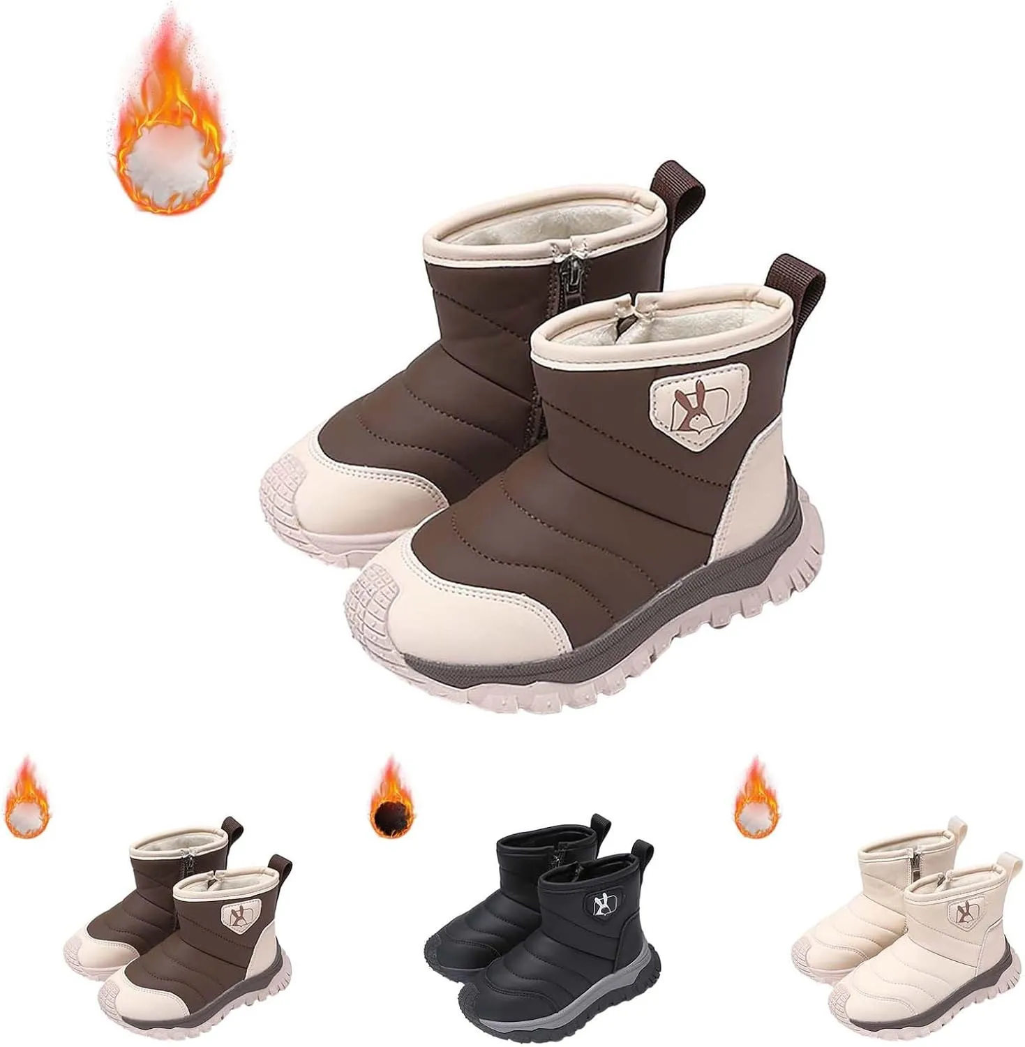 Boys Girls Kids Snow Boots Wterproof Anti-Ski Winter Outdoor Shoes Toasty-Dry Water-Resistan Boots for Toddlers