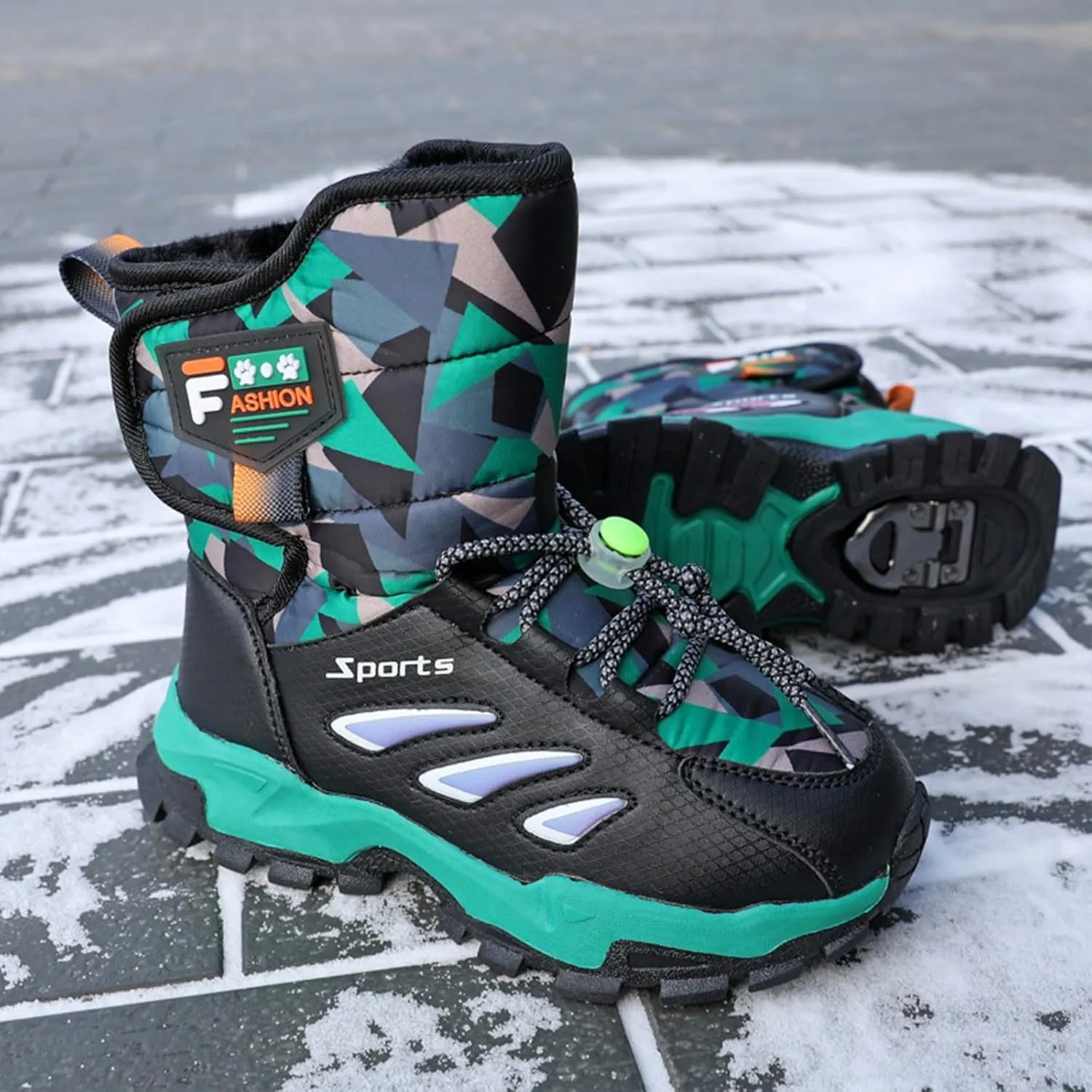 Boys Girls Snow Boots Toddler Kids Winter Padded Boots Water esistant Soft Hook Loop Cold Weather Outdoor Shoes