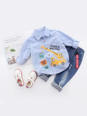 Boys Oxford Shirt with Construction Print