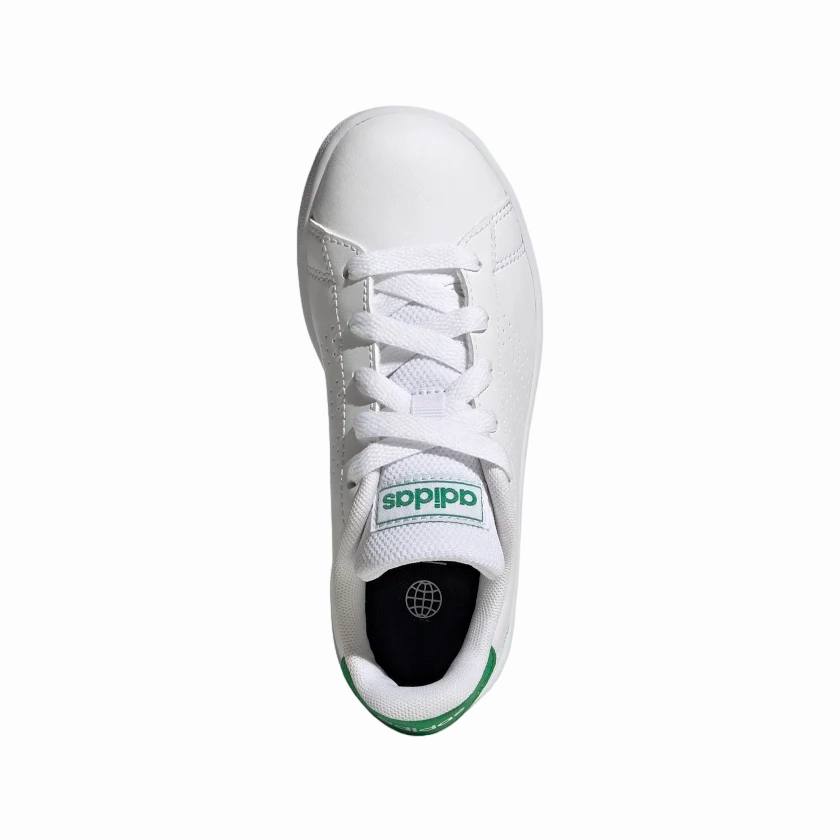 Adidas scarpa sneakers da ragazzi Advantage GY6995 bianco-verde rubber shoes