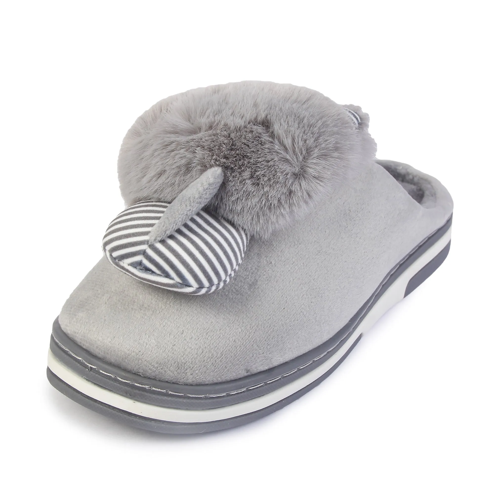 Brauch Women's Grey Raccoon Winter Slippers