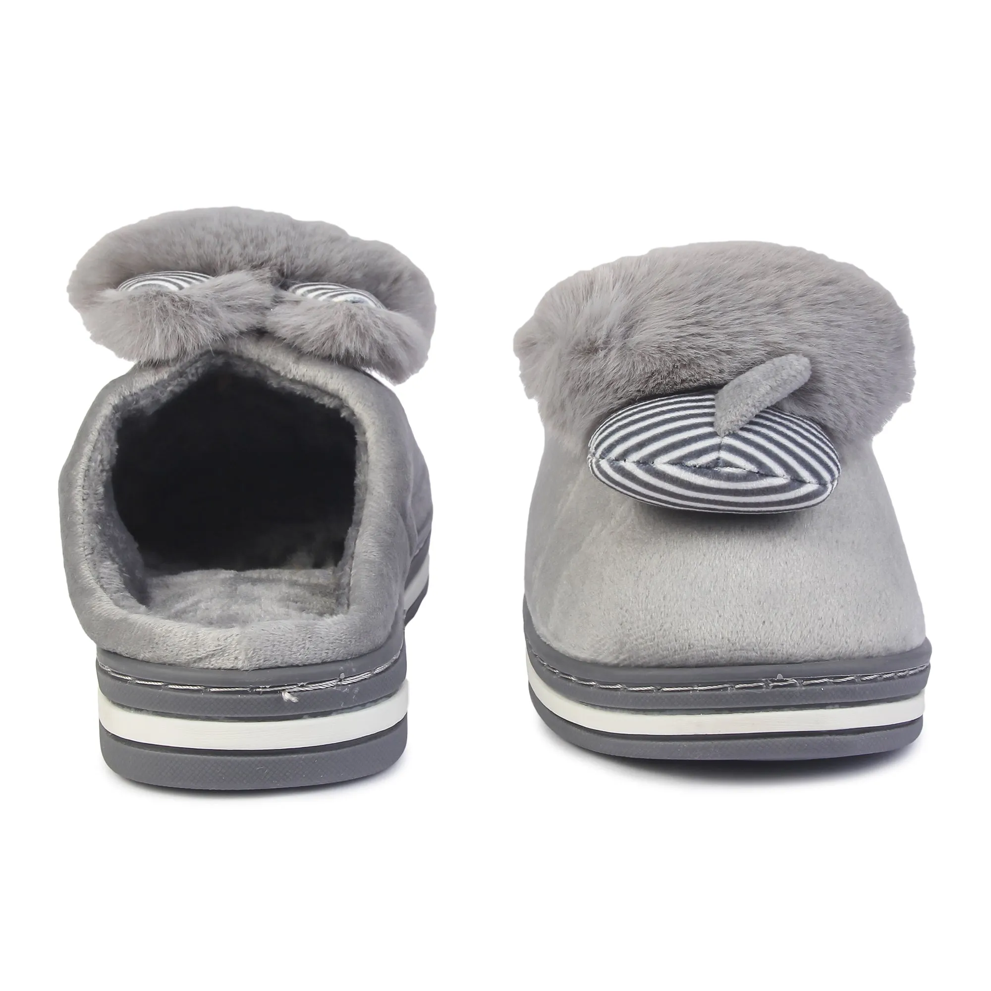 Brauch Women's Grey Raccoon Winter Slippers