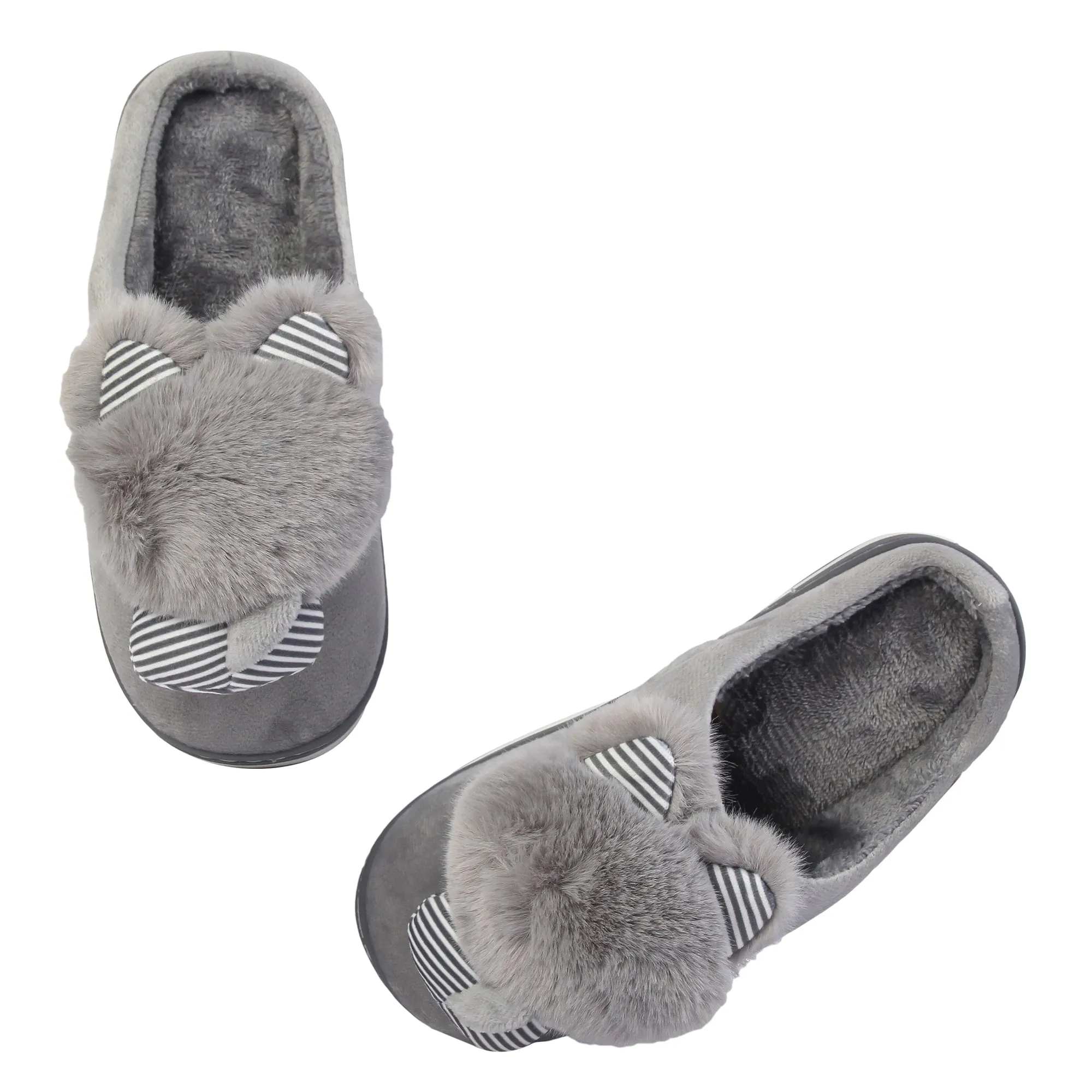 Brauch Women's Grey Raccoon Winter Slippers