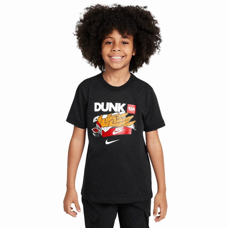 Classic Wearable Stretchable Fabric Nike maglietta manica corta junior Dunk HQ3235-010 nero