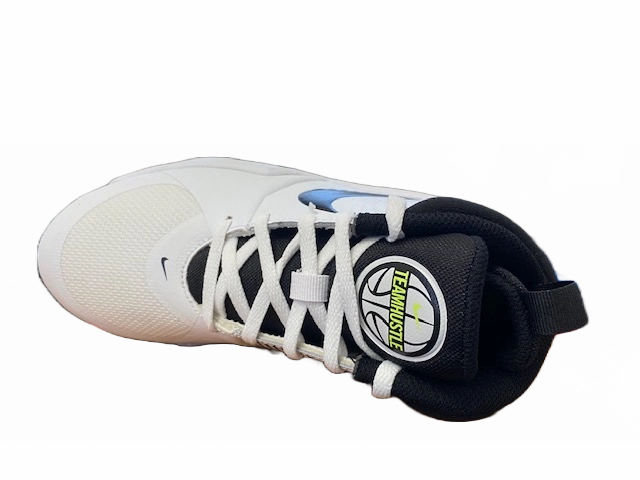 Nike scarpa da pallacanestro da ragazzi Team Hustle 9 AQ4224 100 bianco nero triathlon running shoes Seamless Upper Engineering
