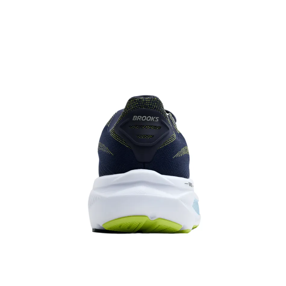 running shoes for senior men Brooks Men's Ghost 17 2E Wide Fit Running Shoes in Peacoat/Lime/Blue AW25