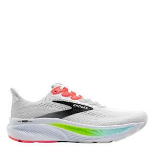 running in dark colors Brooks Men's Ghost 17 Running Shoes in White/Pink Clay/Gecko AW25