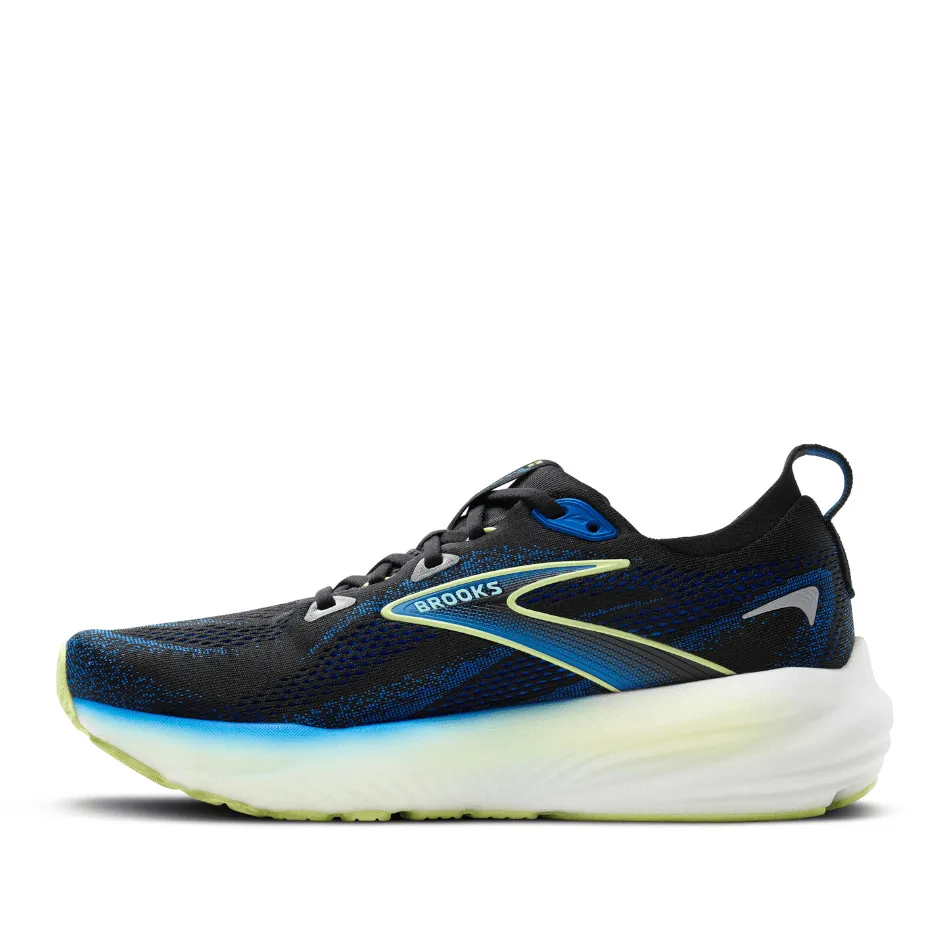 Functional Brooks Men's Glycerin 22 Running Shoes in Black/Cobalt/Neo Yellow SS25