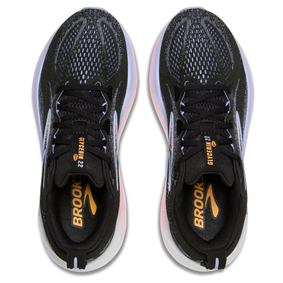 Urban Wear Brooks Women's Glycerin 22 Running Shoes in Black/Blue Heron/Orange AW25