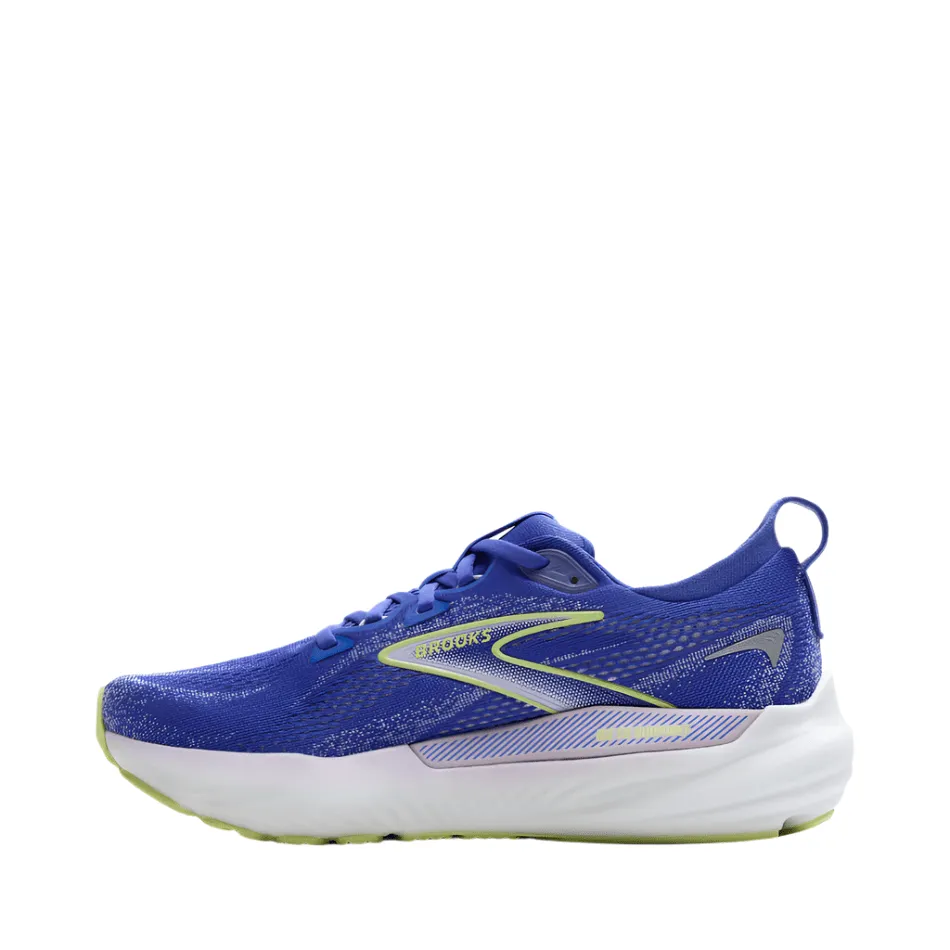 Brooks Women's Glycerin GTS 22 Running Shoes in Amparo Blue/Hyper Iris/Yellow SS25 Clean Line Comfort Leather