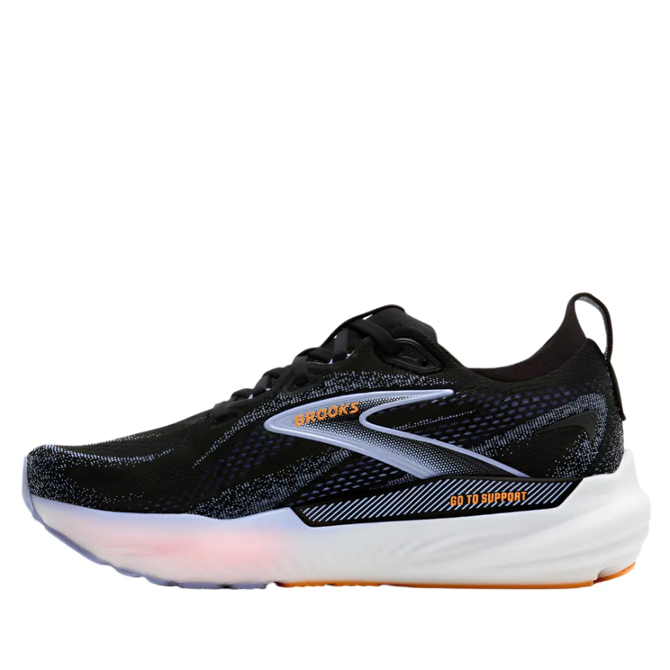 Comfortable Footwear Technology Functional Gear Brooks Women's Glycerin GTS 22 Running Shoes in Black/Blue Heron/Orange AW25