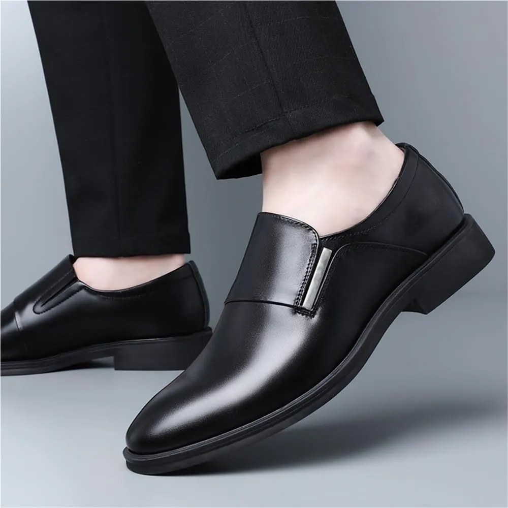 Business Formal Shoes for Men Hasp Slip On Leather Oxfords Loafers Dress Footwear