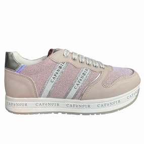 Caf??Noir sneakers con zeppa da ragazza con laccio e cerniera laterale C-2032 pink multi - density midsole