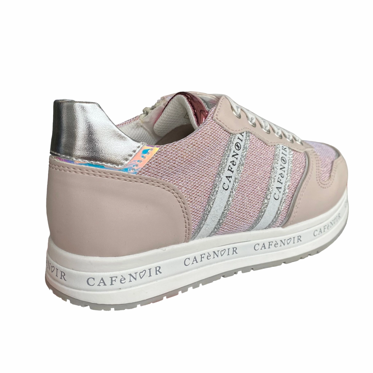 Caf??Noir sneakers con zeppa da ragazza con laccio e cerniera laterale C-2032 pink rocker - sole running wear