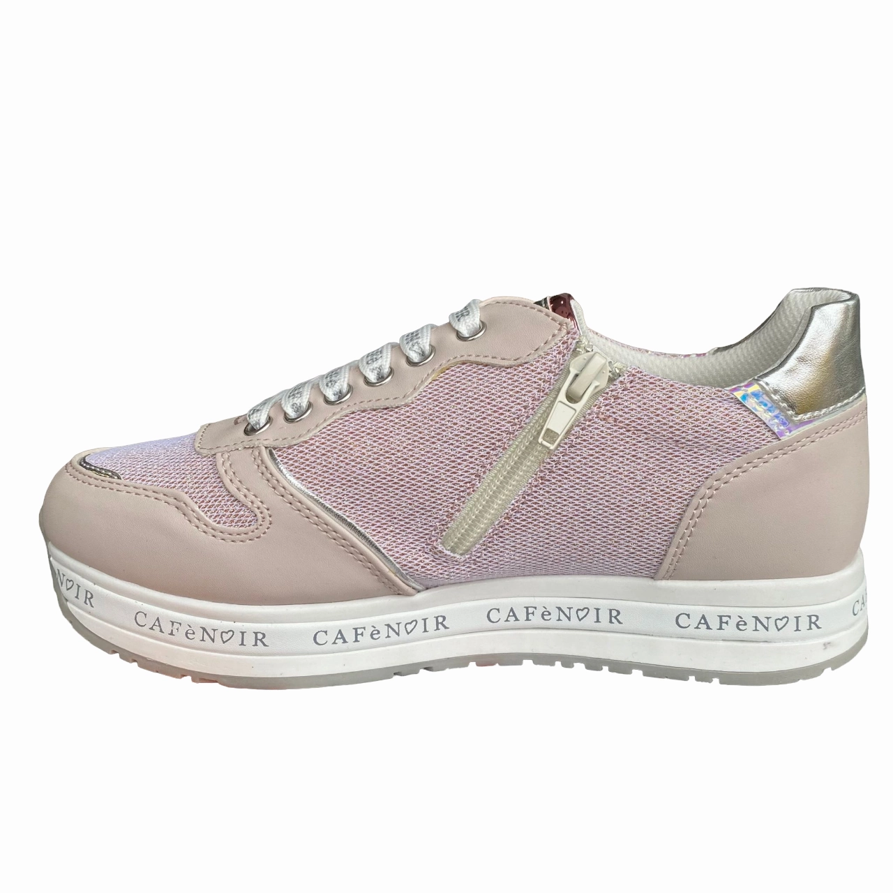 Caf??Noir sneakers con zeppa da ragazza con laccio e cerniera laterale C-2032 pink padded tongue shoes Breathable Upper Shoes