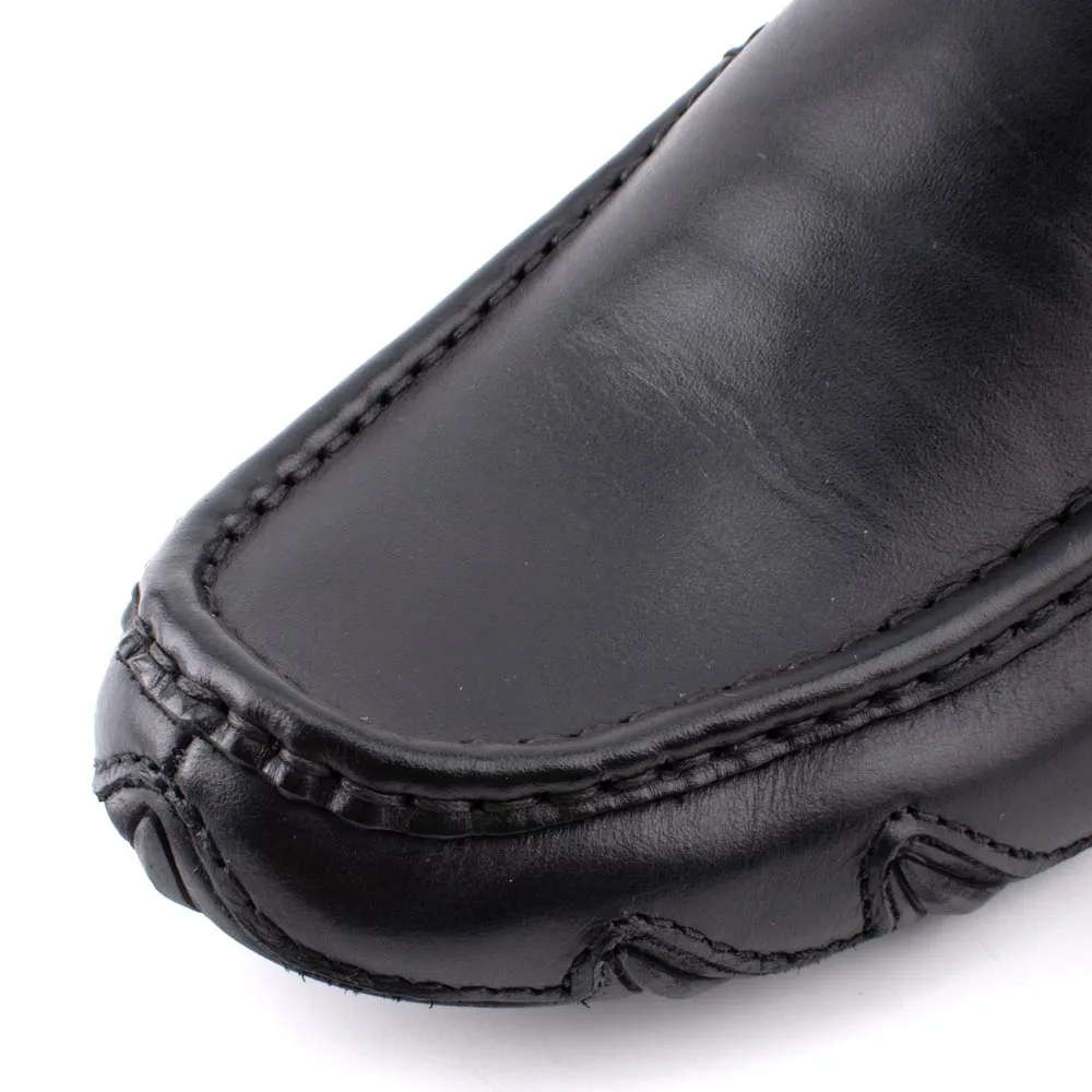 camel active Leather Classy Smart Slip On Shoes Men Black REMIZ 872403-AM1SV-1 BLACK