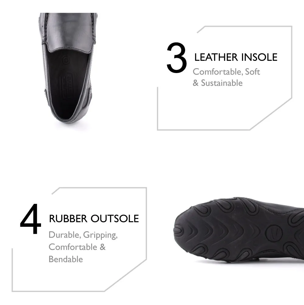 camel active Leather Classy Smart Slip On Shoes Men Black REMIZ 872403-AM1SV-1 BLACK
