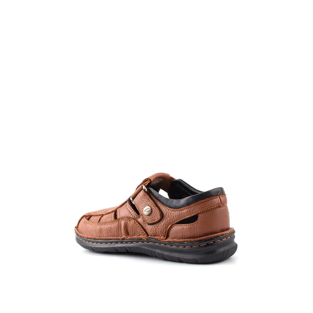 camel active Leather Covered Toe  Sandals Men Khaki KINGLEY-892411-FF4SV-6