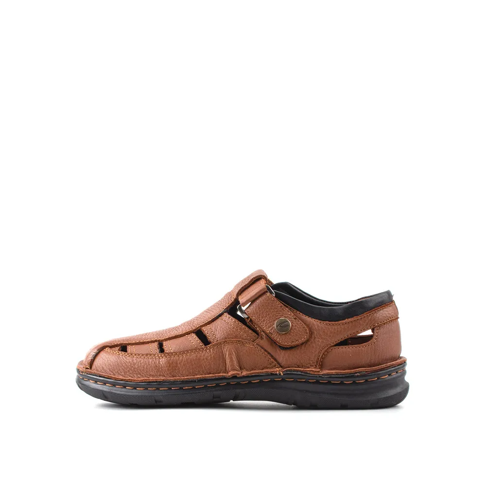 camel active Leather Covered Toe  Sandals Men Khaki KINGLEY-892411-FF4SV-6