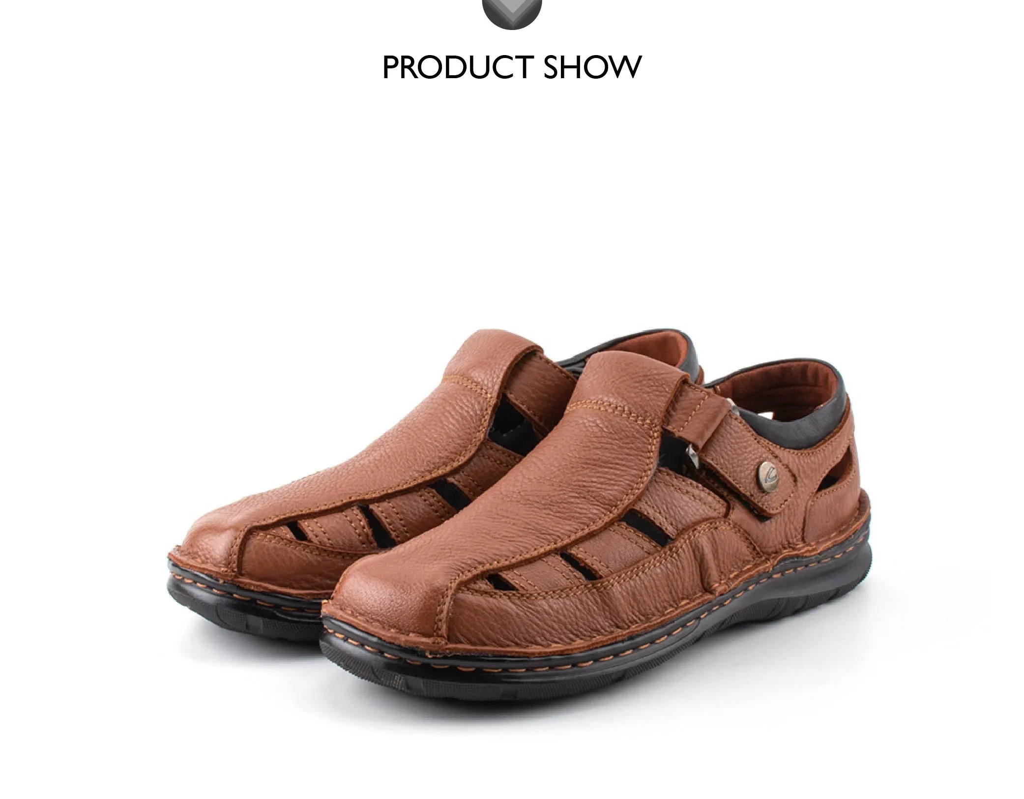 camel active Leather Covered Toe  Sandals Men Khaki KINGLEY-892411-FF4SV-6