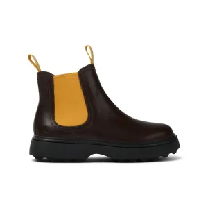 Camper K900149-014 Boys Brown & Yellow Leather Pull On Ankle Boots