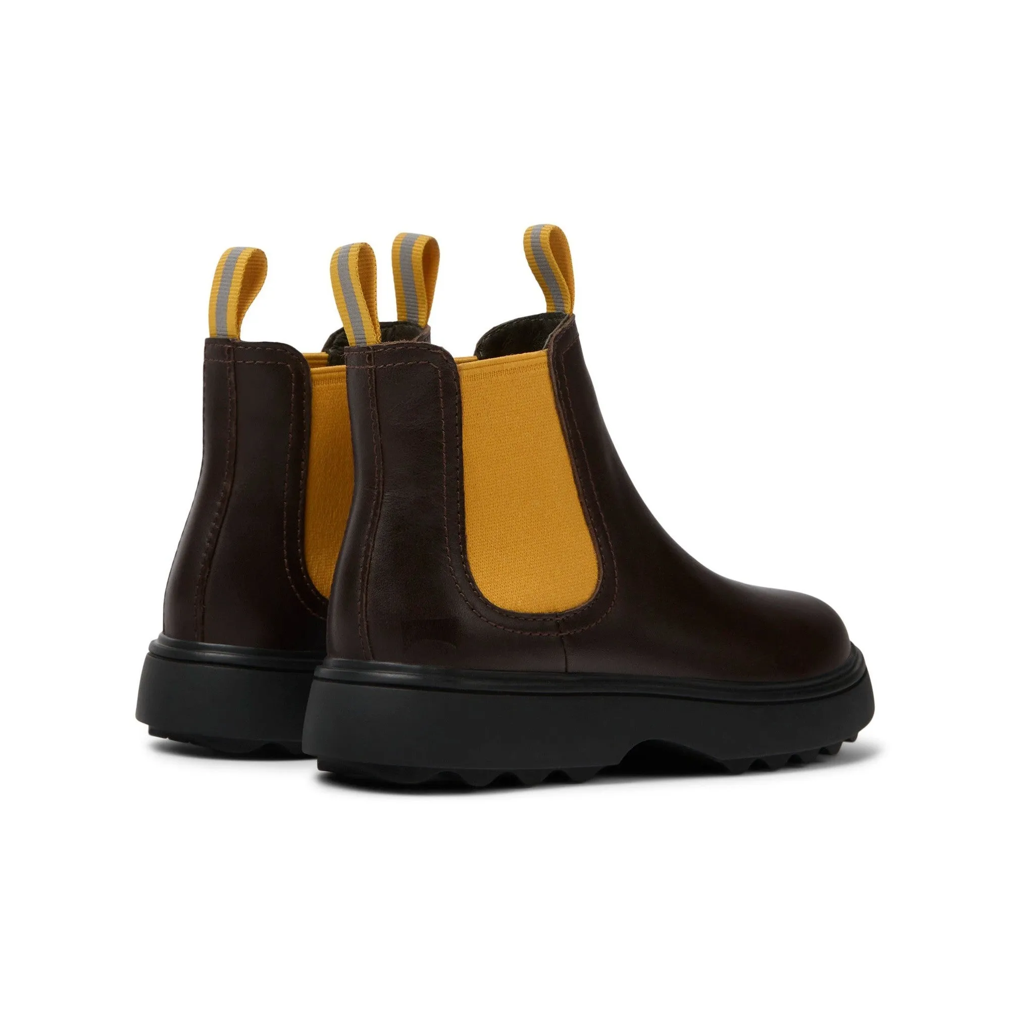 Camper K900149-014 Boys Brown & Yellow Leather Pull On Ankle Boots