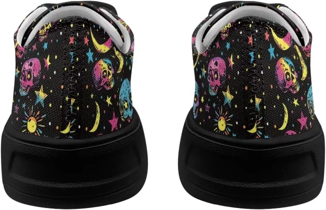 Canvas Shoes Lace-Up Low Top Sneakers Womens Fashion Casual Shoes Walking Comfortable Platform Canvas Sneakers