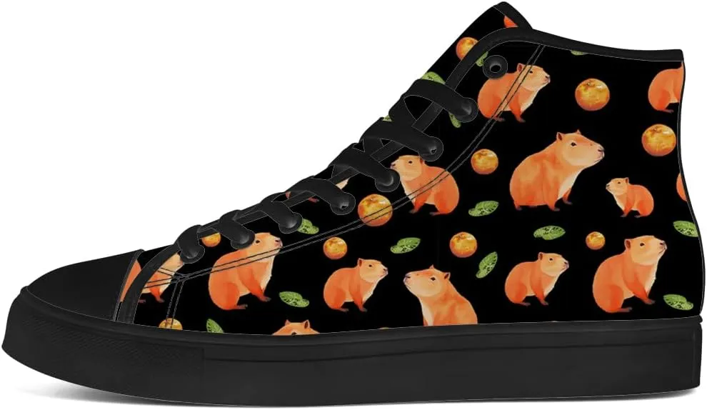 Capybara High Top Canvas Shoes for Men Women High Top Sneakers Lace Up Casual Shoes Gifts for Boyfriend Girlfriend