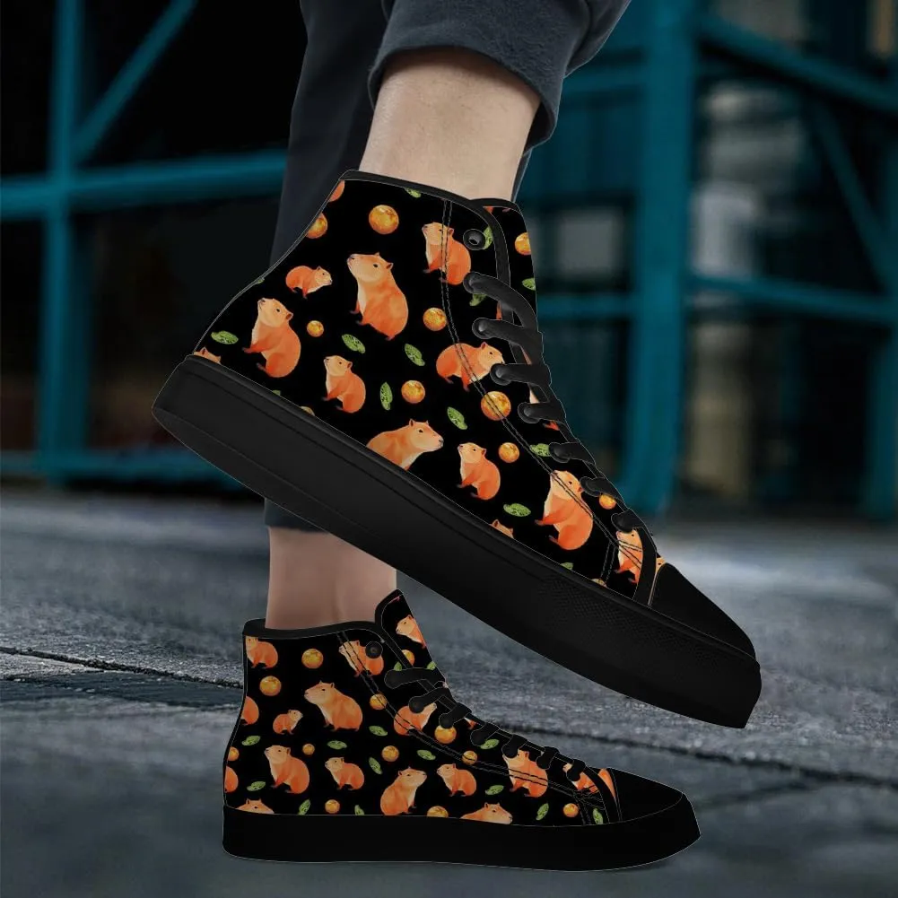 Capybara High Top Canvas Shoes for Men Women High Top Sneakers Lace Up Casual Shoes Gifts for Boyfriend Girlfriend