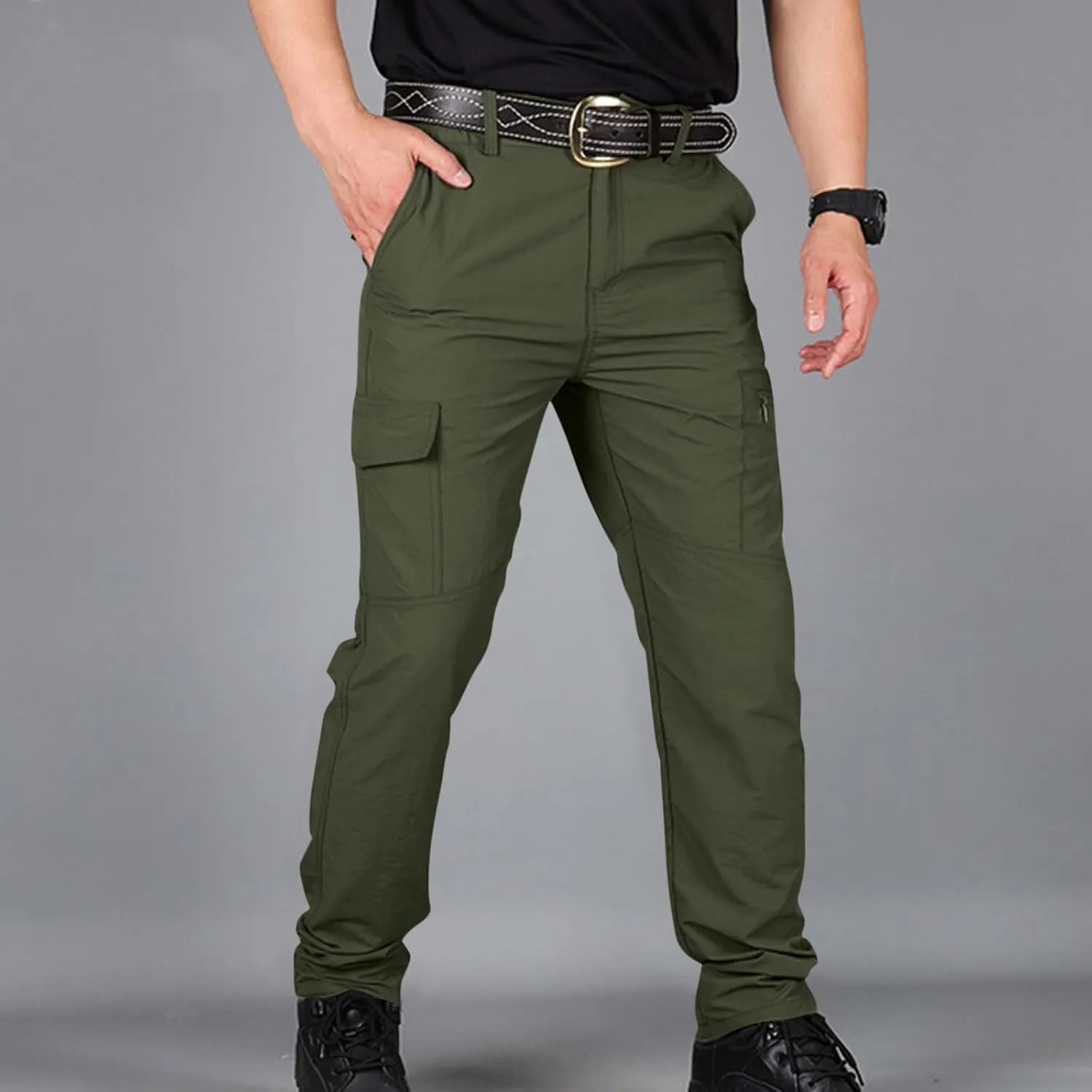 Cargo Hiking Pants Men Related Fit Waterproof Stretchy Work Lightweight Outdoor Camping Tactical Pants with Pockets