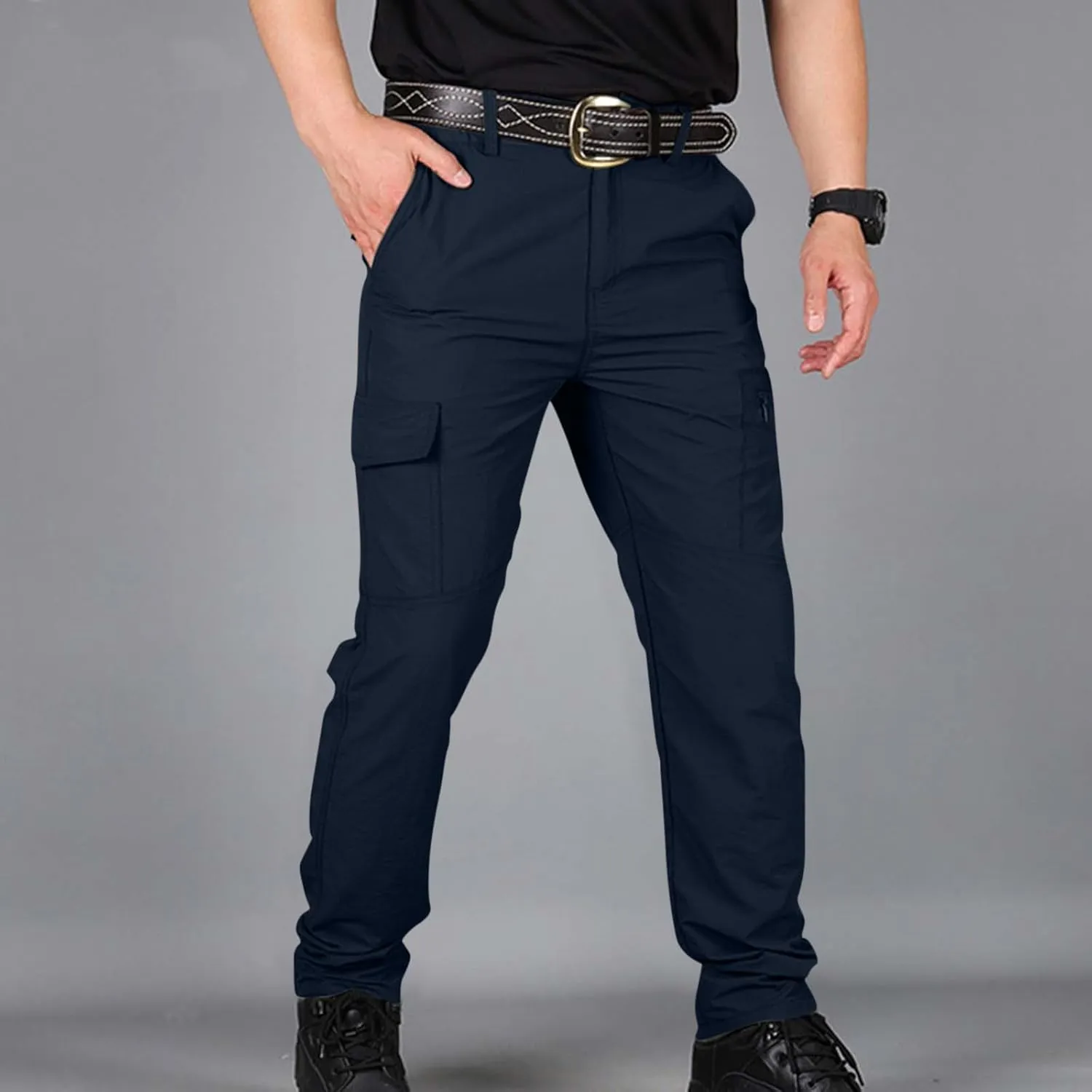 Cargo Hiking Pants Men Related Fit Waterproof Stretchy Work Lightweight Outdoor Camping Tactical Pants with Pockets