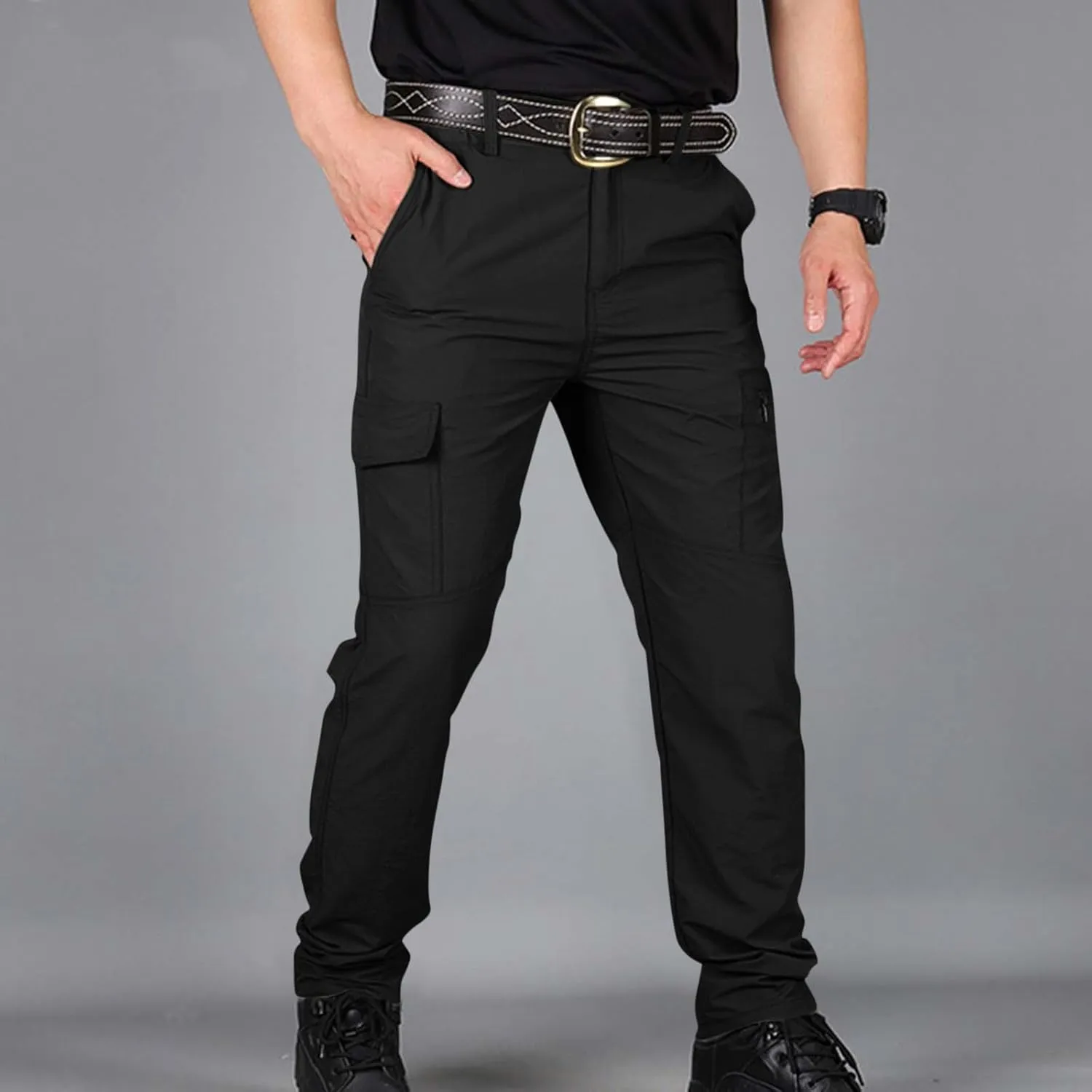 Cargo Hiking Pants Men Related Fit Waterproof Stretchy Work Lightweight Outdoor Camping Tactical Pants with Pockets