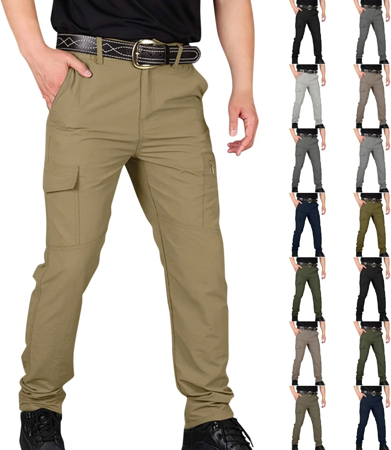 Cargo Hiking Pants Men Related Fit Waterproof Stretchy Work Lightweight Outdoor Camping Tactical Pants with Pockets
