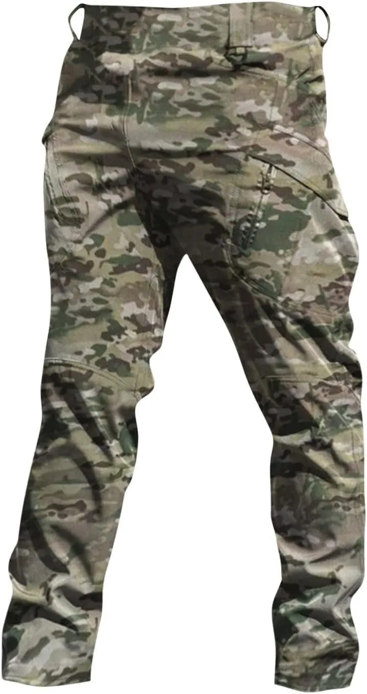 Cargo Pants for Men Camo Waterproof Baggy Lightweight Hiking Work Pants Relaxed Fit Combat Flexcamo Tactical Pants