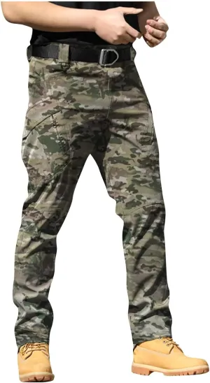 Cargo Pants for Men Camo Waterproof Baggy Lightweight Hiking Work Pants Relaxed Fit Combat Flexcamo Tactical Pants