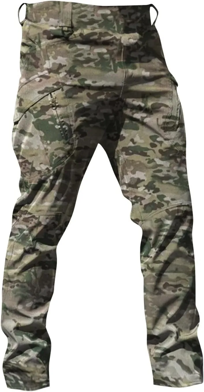 Cargo Pants for Men Camo Waterproof Baggy Lightweight Hiking Work Pants Relaxed Fit Combat Flexcamo Tactical Pants