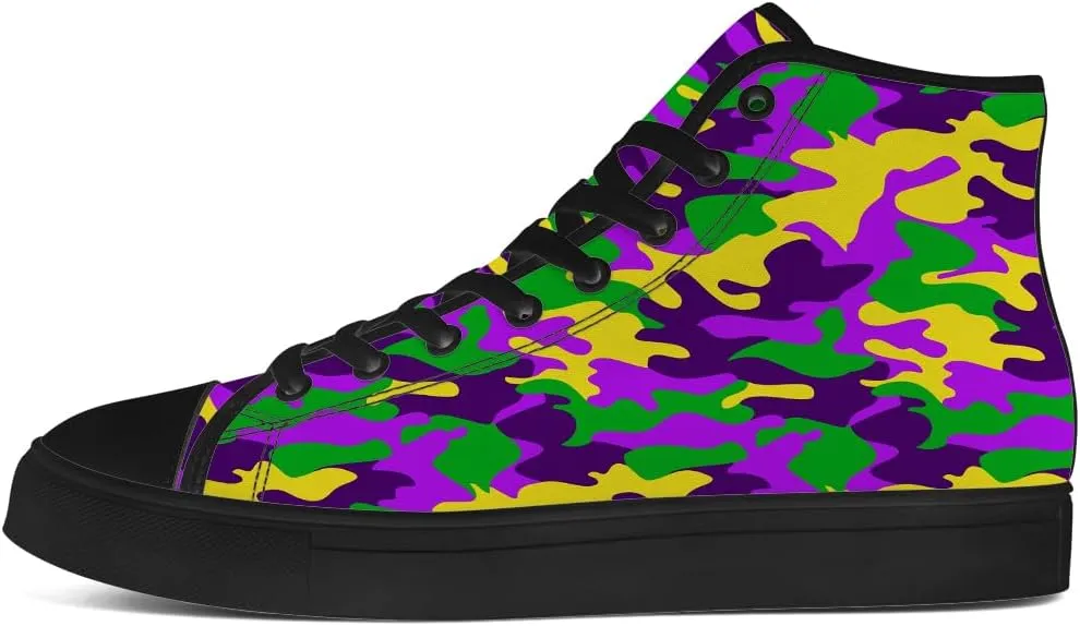 Carnival High Top Canvas Shoes Purple Green Yellow High Top Sneakers Lace Up Casual Shoes Gifts for Women Men
