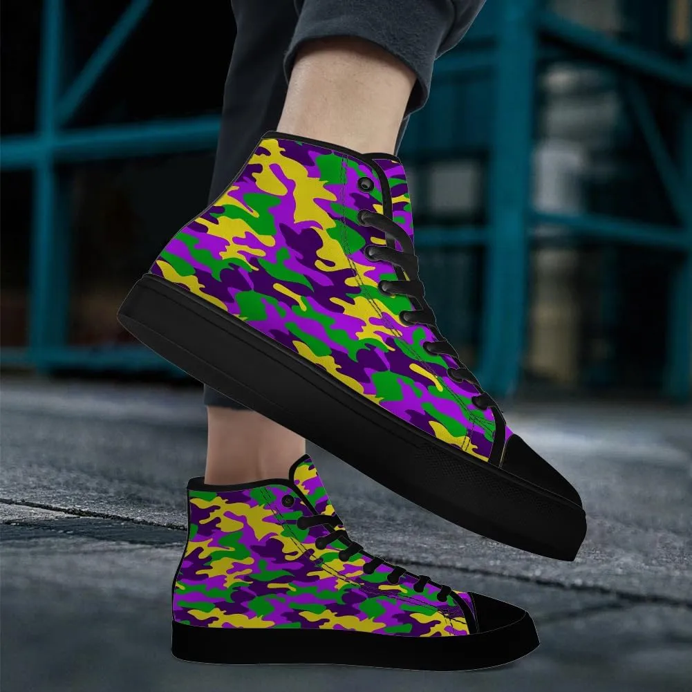 Carnival High Top Canvas Shoes Purple Green Yellow High Top Sneakers Lace Up Casual Shoes Gifts for Women Men