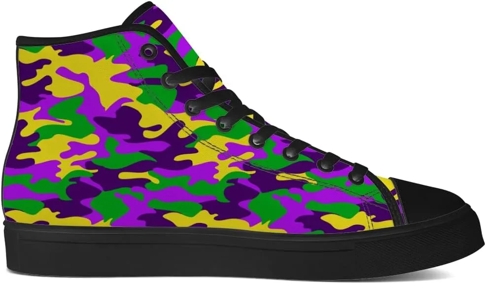 Carnival High Top Canvas Shoes Purple Green Yellow High Top Sneakers Lace Up Casual Shoes Gifts for Women Men