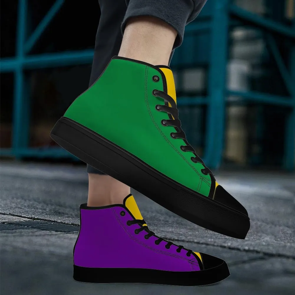 Carnival High Top Canvas Shoes Purple Green Yellow High Top Sneakers Lace Up Casual Shoes Gifts for Women Men